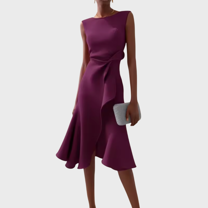 Abito midi senza maniche da donna con orlo asimmetrico - elegante stile per feste estive