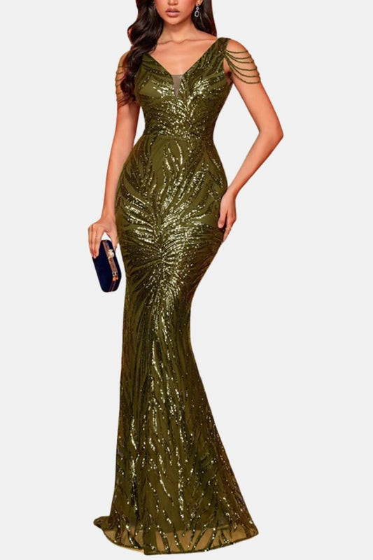Della – Sequin Chain Mermaid Cocktail Evening Dress