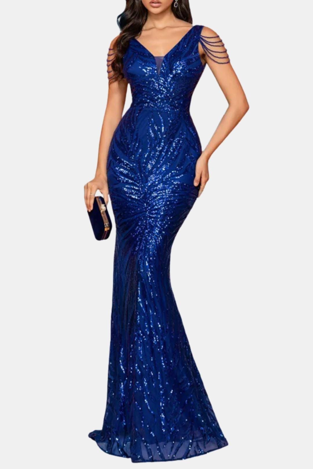 Della – Sequin Chain Mermaid Cocktail Evening Dress
