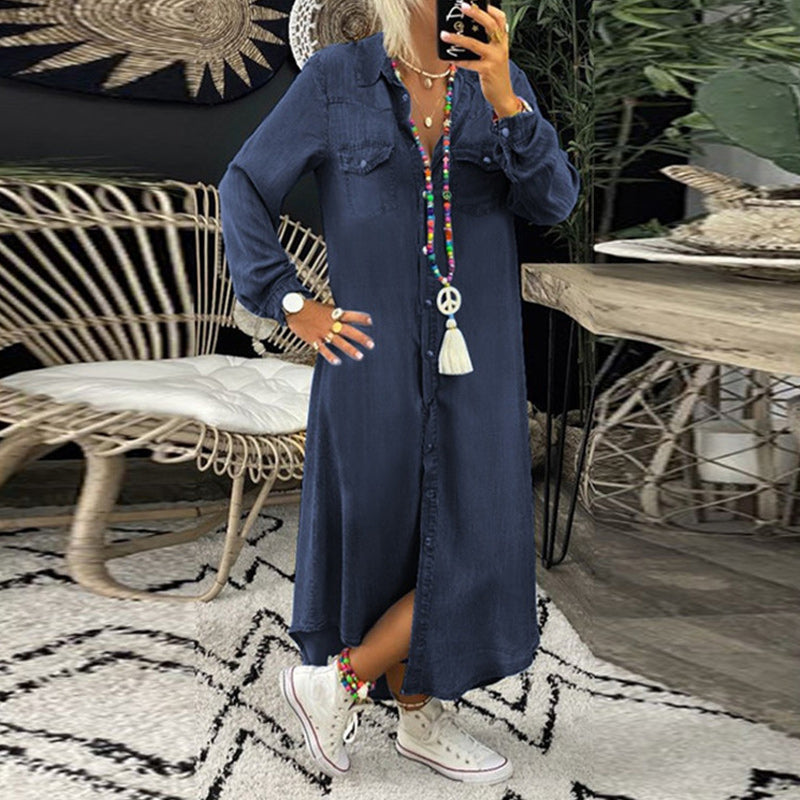 Denimkjole med Lange Ærmer - Nova
