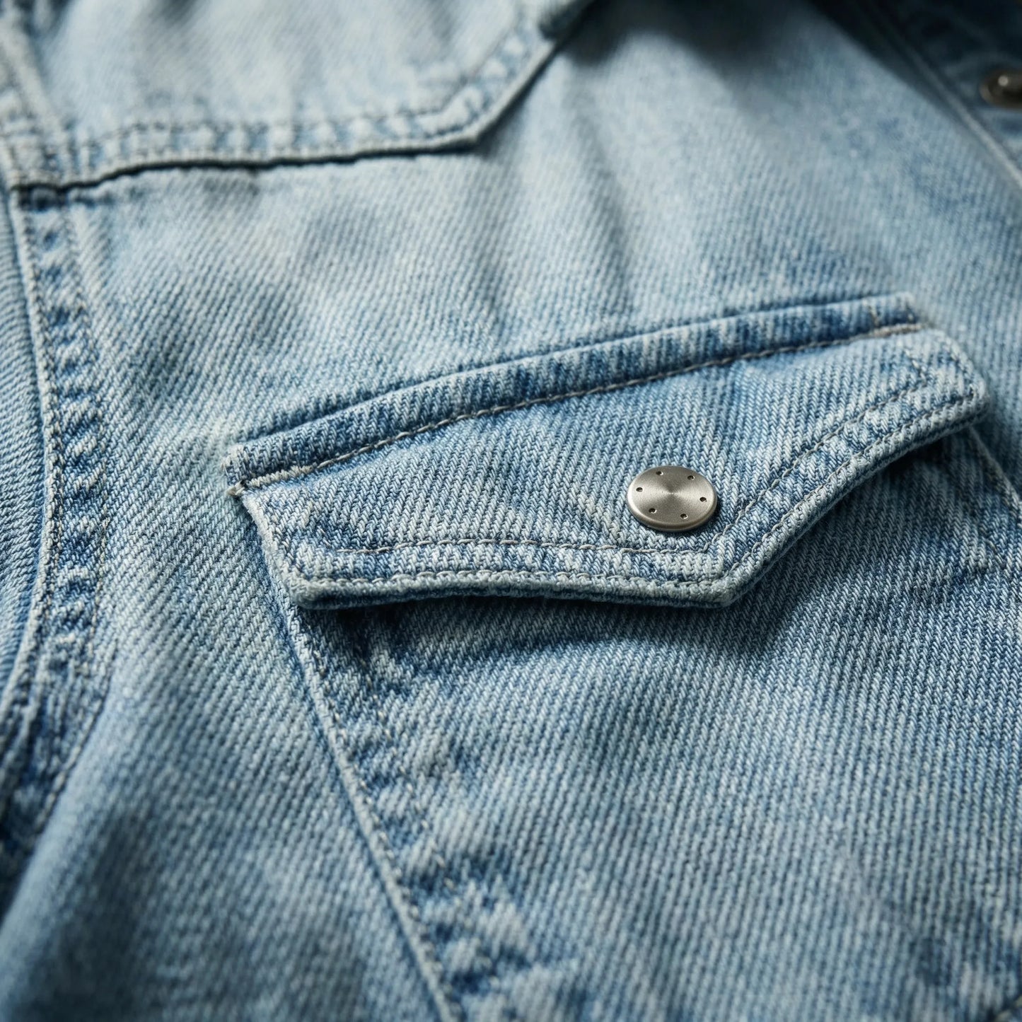 Denim skjorte herre | Slim fit med brystlommer