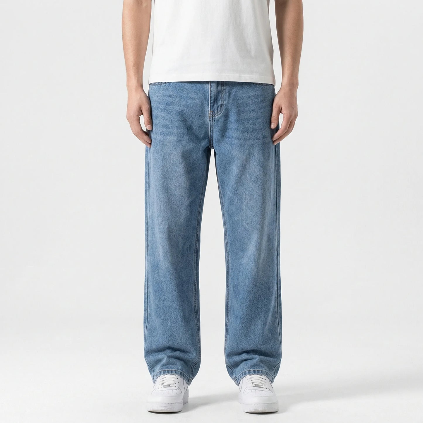 Denvorx - Straight Wide-Leg Casual Denim Trousers  Everyday Casual Wear