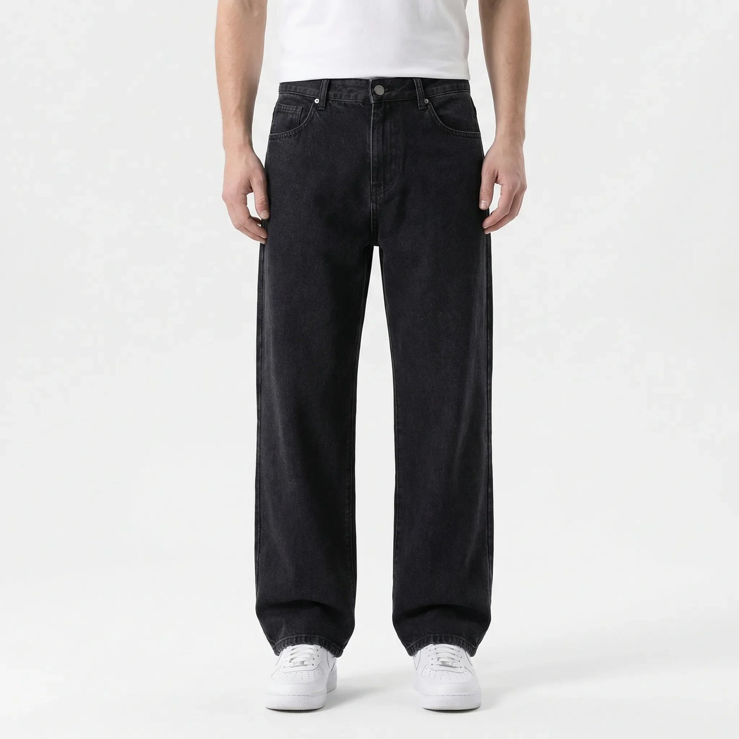 Denvorx - Straight Wide-Leg Casual Denim Trousers  Everyday Casual Wear