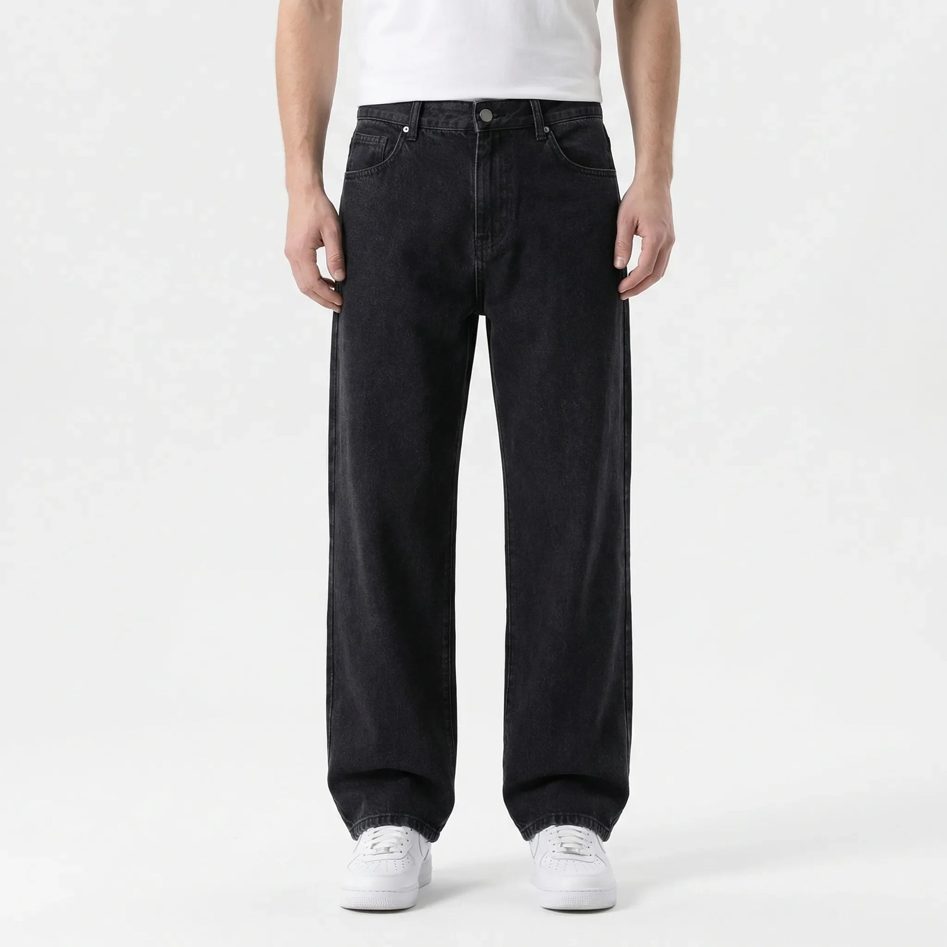 Denvorx - Straight Wide-Leg Casual Denim Trousers  Everyday Casual Wear