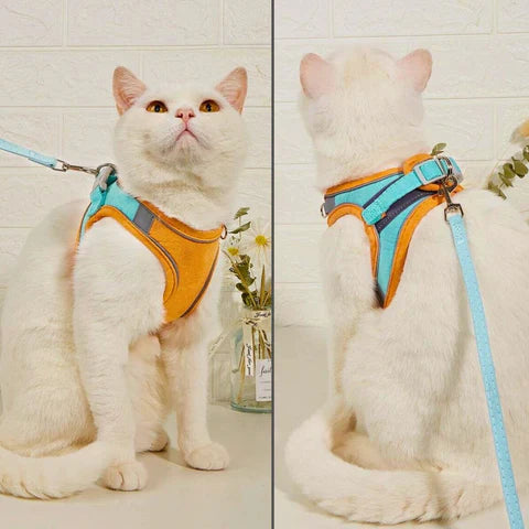 Katzengeschirr mit Leine – Komfortabler Sitz mit reflektierenden Sicherheitsstreifen