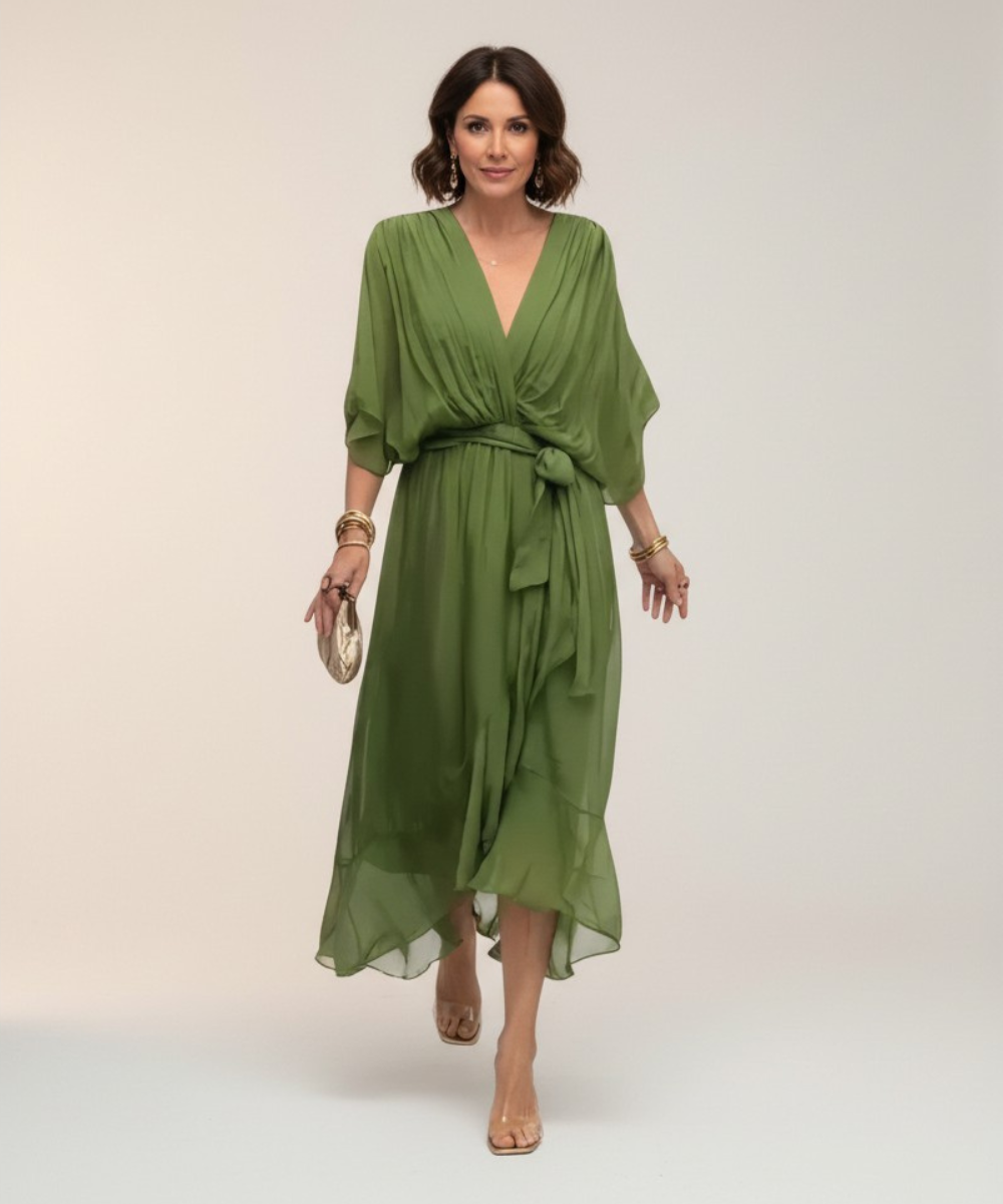 Leticia - Vestido midi con cintura de lazo