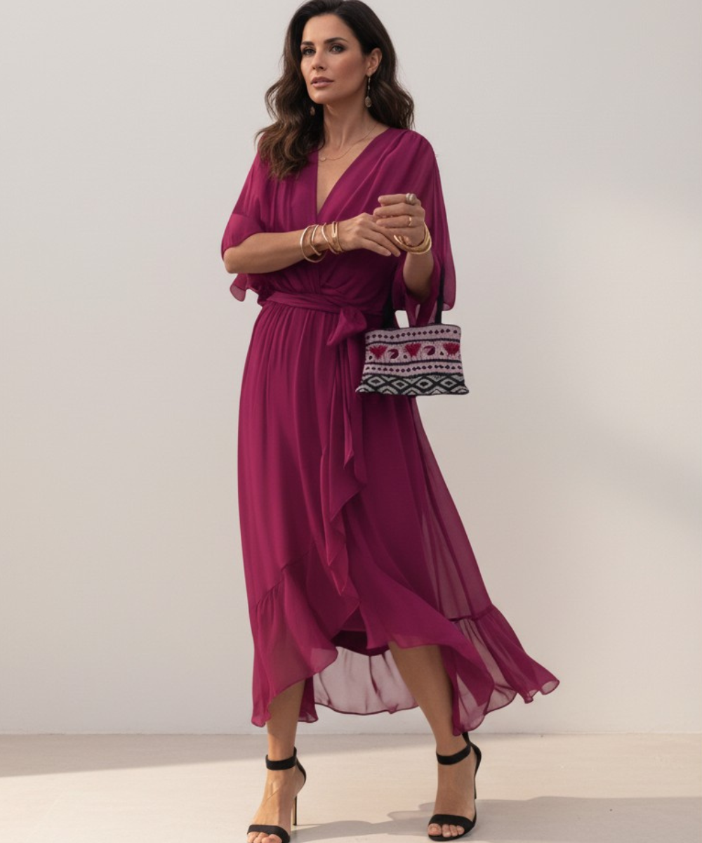 Leticia - Vestido midi con cintura de lazo