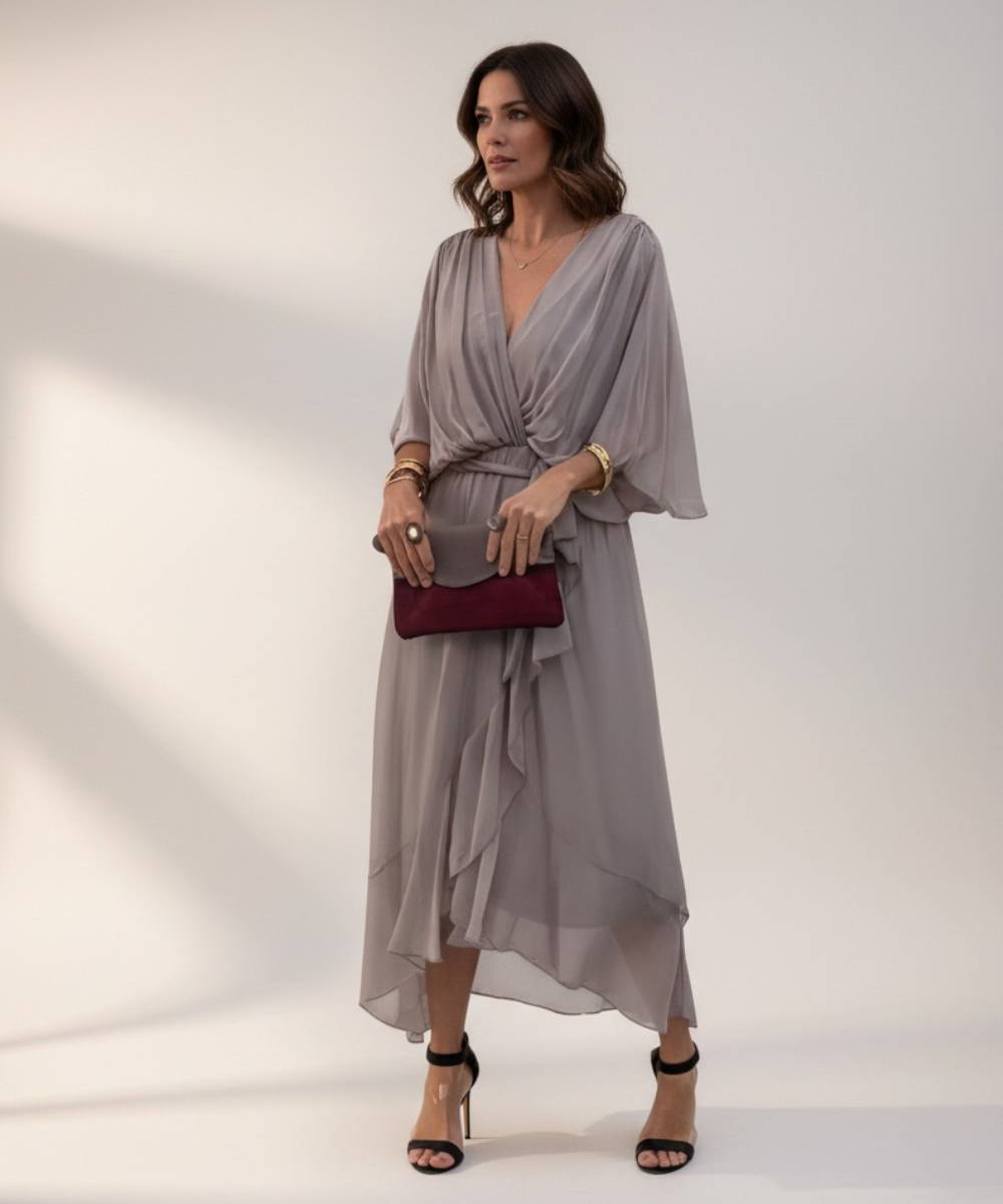 Leticia - Vestido midi con cintura de lazo