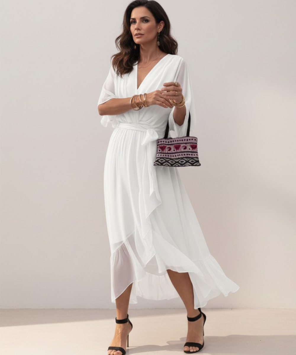 Leticia - Vestido midi con cintura de lazo