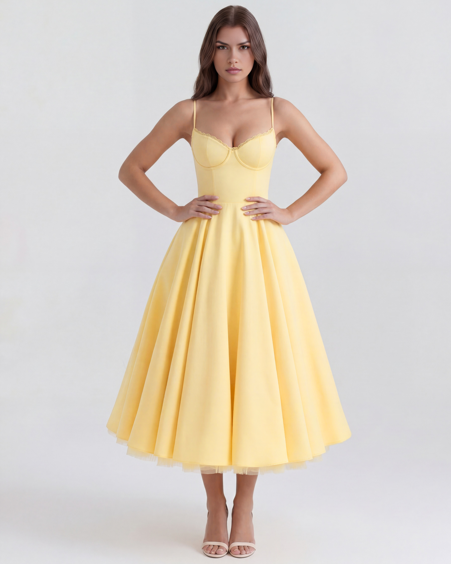 Belle - Robe midi avec couches de tulle et poches secrètes
