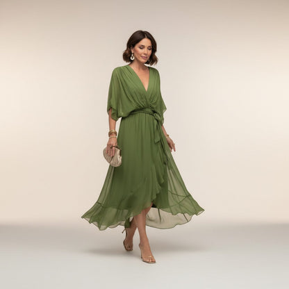 Leticia - Vestido midi con cintura de lazo