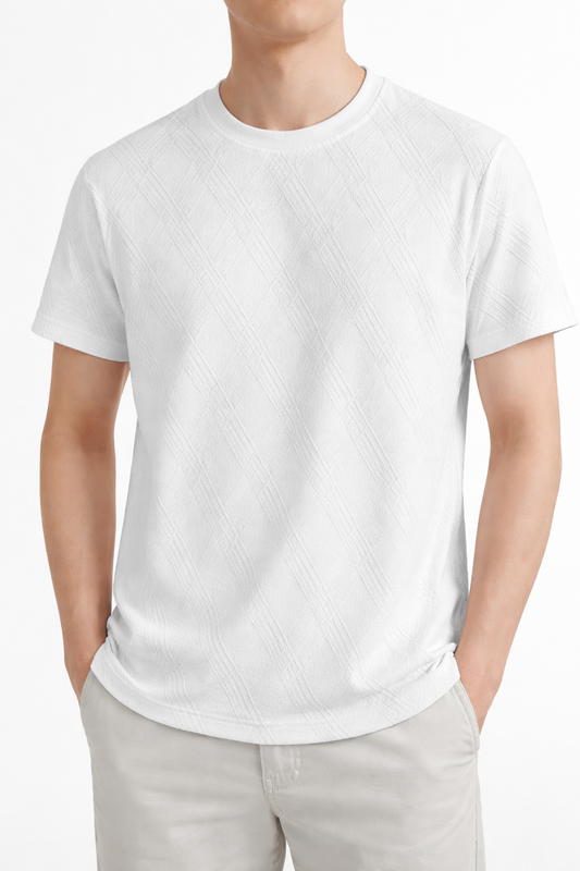 Diamond Jacquard Arc Hem T-Shirt