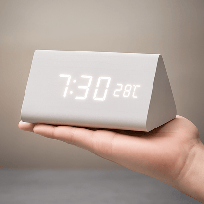 Træ Digital Vækkeur med Justerbar LED Skærm – Stilfuldt Design