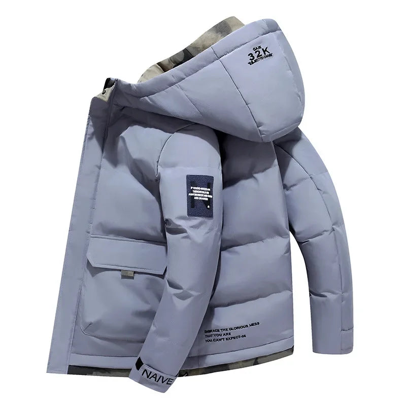 Męskie Pikowana kurtka z Kapturem | Zimowa Ciepła