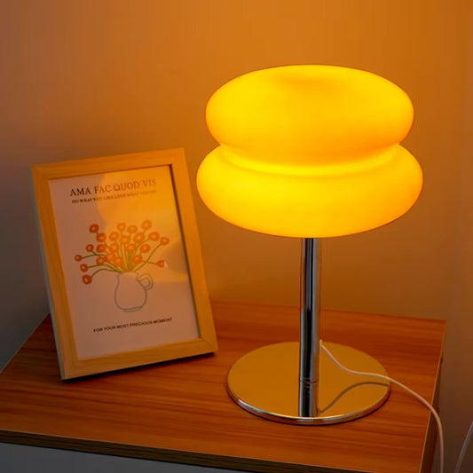Dimbare Glazen Tafellamp met Wolkenvormige Lampenkap – 30 cm Hoog, 18 cm Diameter voor Gezellige Sfeer 0