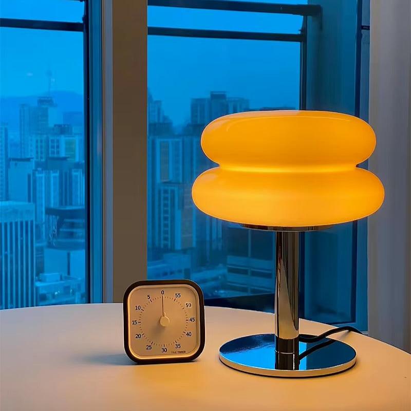 Dimbare Glazen Tafellamp met Wolkenvormige Lampenkap – 30 cm Hoog, 18 cm Diameter voor Gezellige Sfeer 2