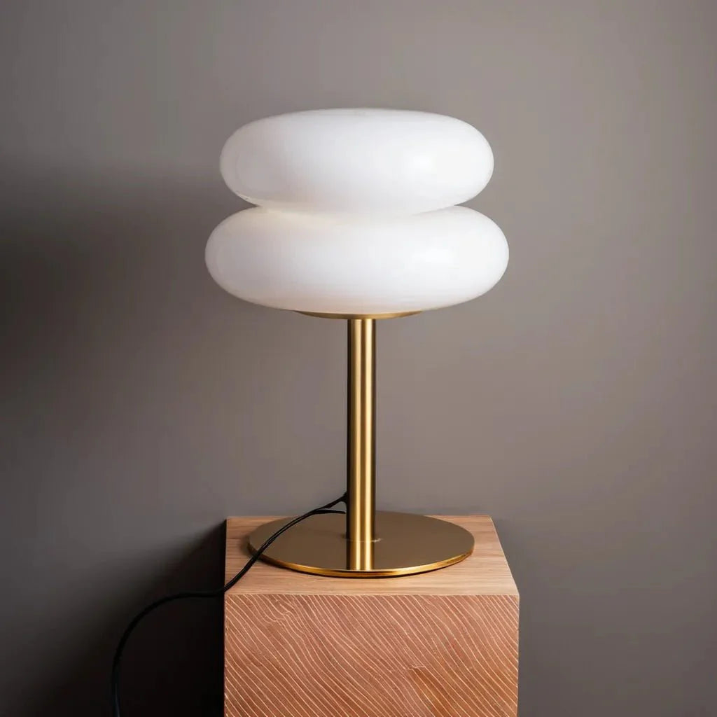 Dimbare Glazen Tafellamp met Wolkenvormige Lampenkap – 30 cm Hoog, 18 cm Diameter voor Gezellige Sfeer 5