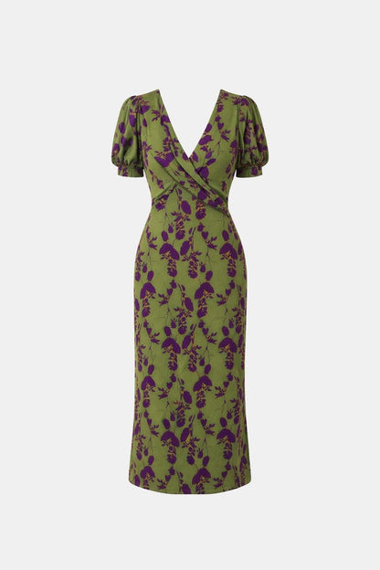 Divine - Elegant V-Neck Floral Dress