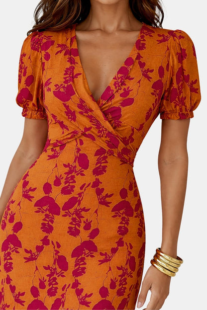 Divine - Elegant V-Neck Floral Dress
