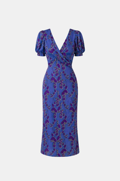 Divine - Elegant V-Neck Floral Dress