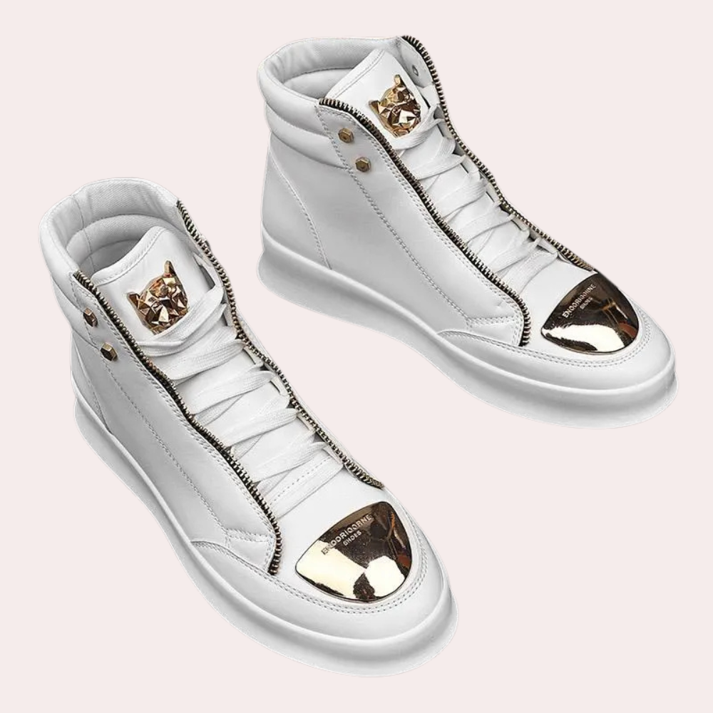 Men’s High Top Sneakers Metallic Toe Statement Streetwear Trainers
