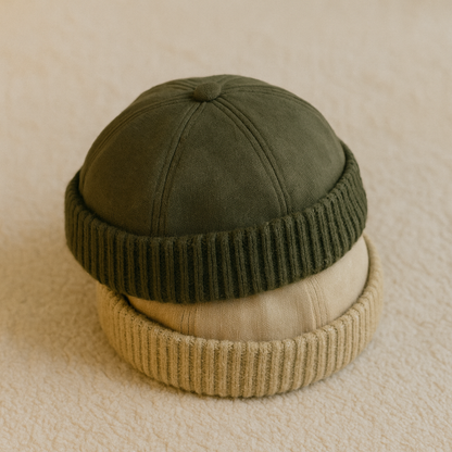 Docker cap | Vintage strikket docker cap med kort pasform