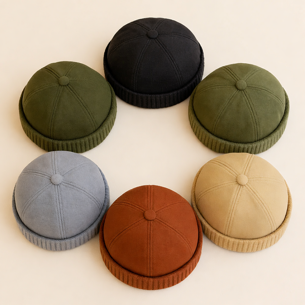 Docker cap | Vintage strikket docker cap med kort pasform