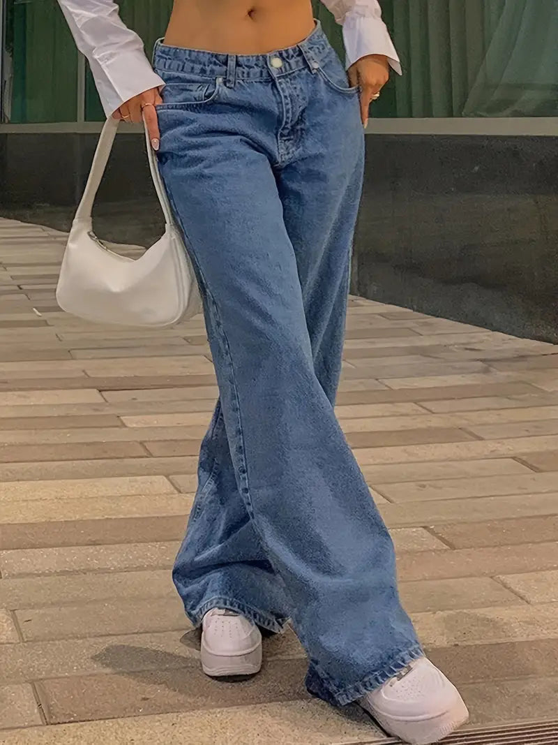 Low Waist Baggy Jeans – Blue 90s Jeans with Loose Fit