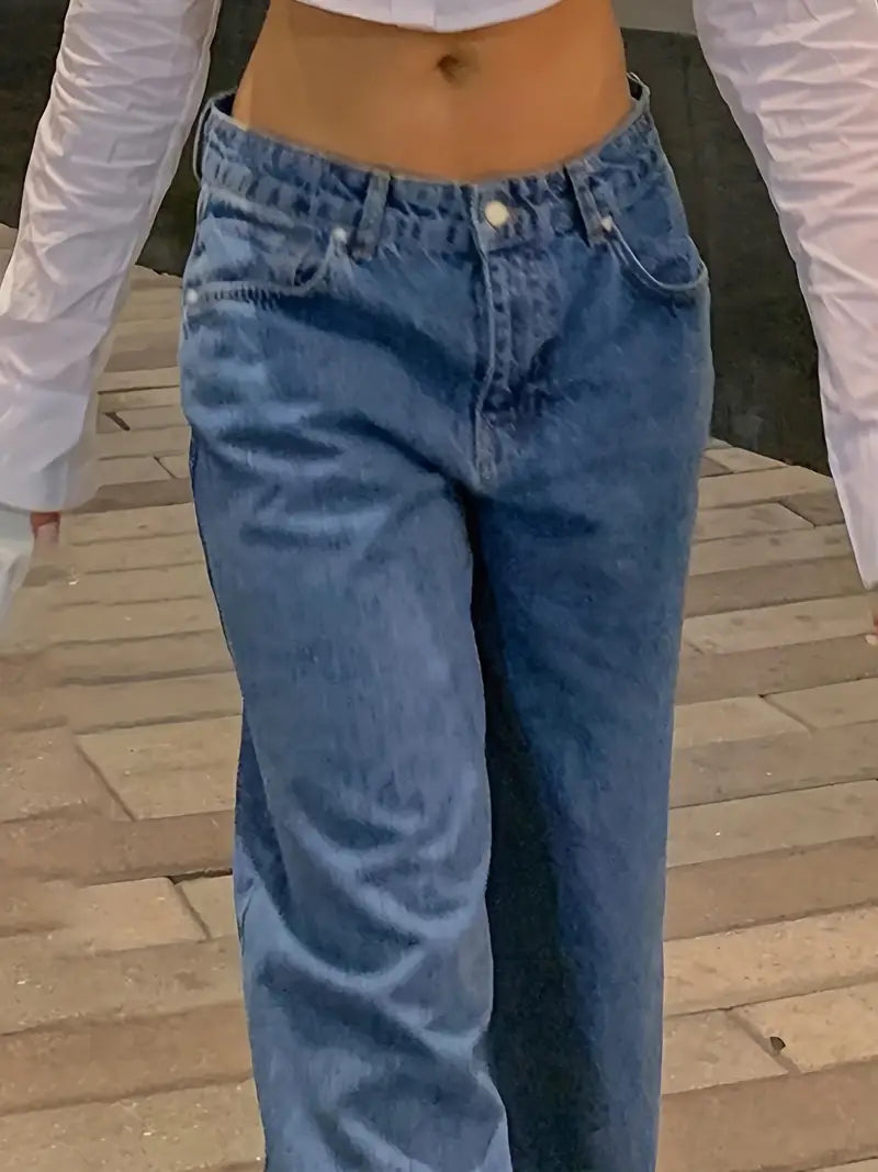 Low Waist Baggy Jeans – Blue 90s Jeans with Loose Fit