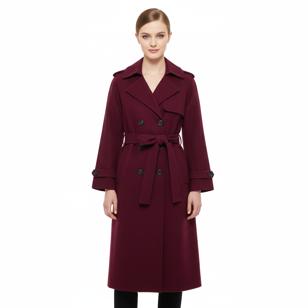 Victoria Manteau Oversize Femme – Manteau Laine Mélangée Burgundy Coupe Élégante