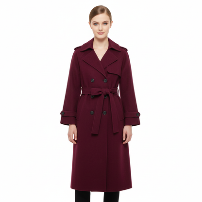 Victoria Manteau Oversize Femme – Manteau Laine Mélangée Burgundy Coupe Élégante