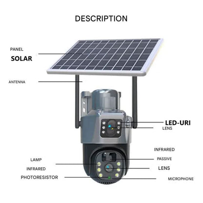 DualGuard Solar 4K – Draadloze bewakingscamera met zonnepaneel & 360° app-bediening
