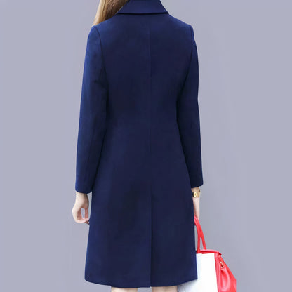 Analia Manteau Femme Élégant – Long Classique avec Col Chic, Boutons & Coupe Confortable