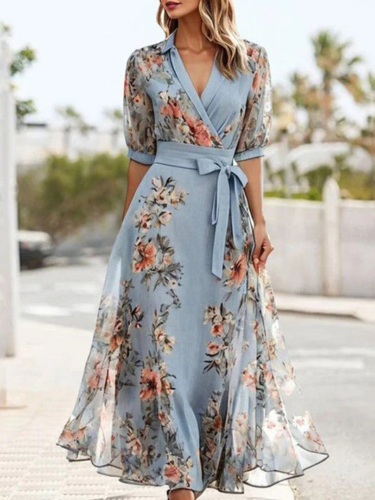Hannah™ - Sommer-Midi-Kjole med Blomster