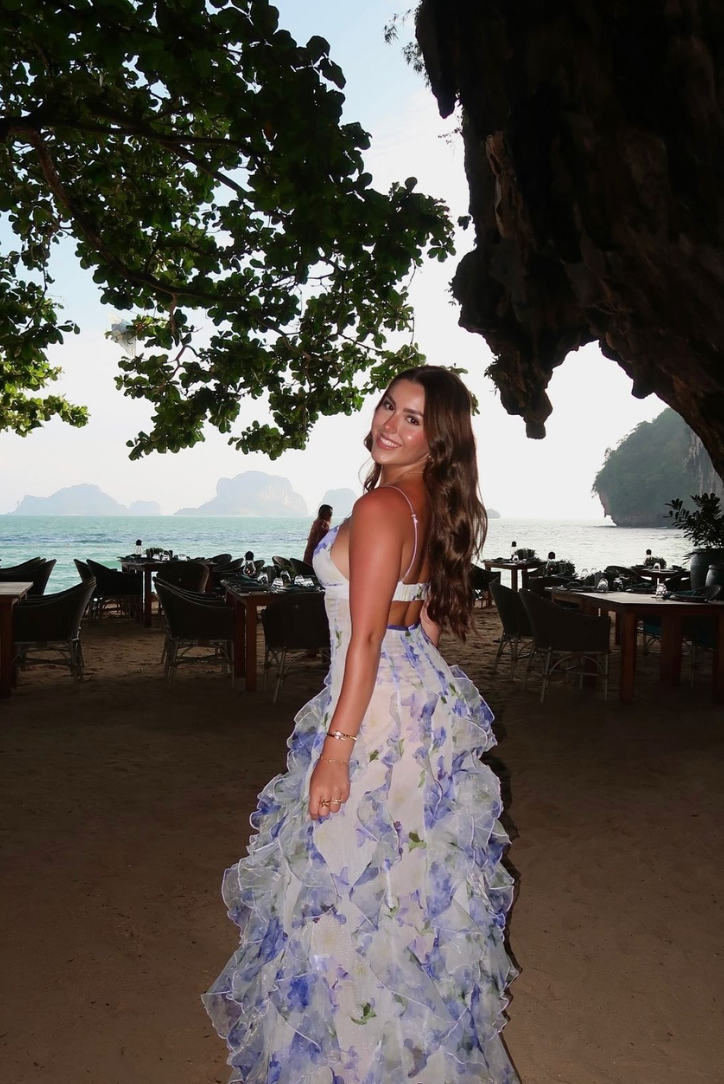 Women's Wedding Guest Lace Floral Maxi Dress for Garden Wedding