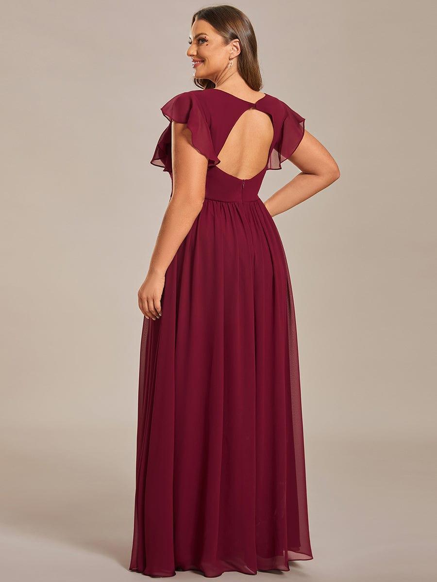 ever LILYANA|Robe demoiselle d'honneur en mousseline manches plissées avec découpe au dos