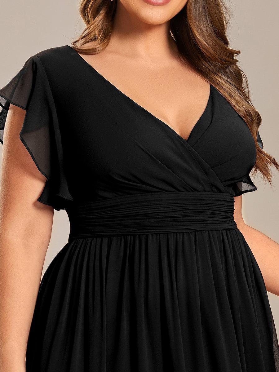 ever LILYANA|Robe demoiselle d'honneur en mousseline manches plissées avec découpe au dos