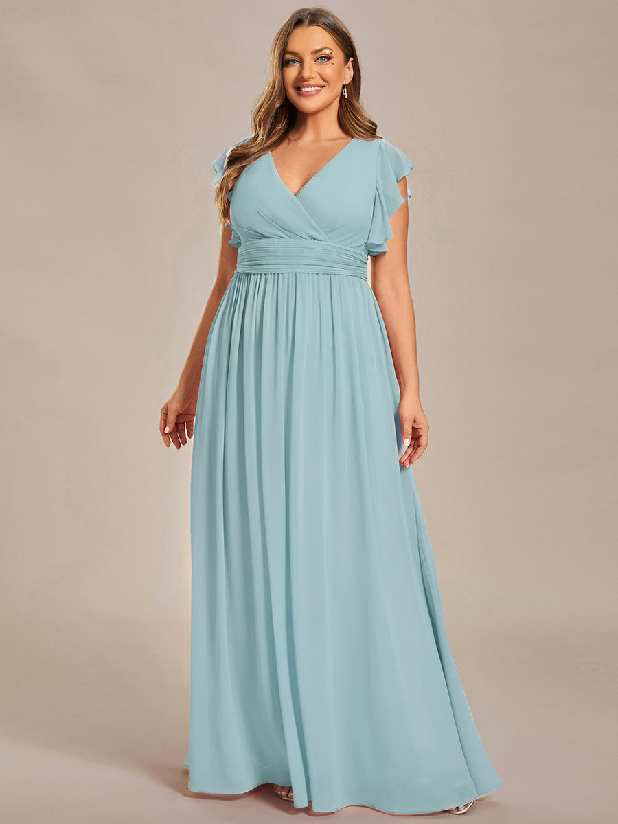 ever LILYANA|Robe demoiselle d'honneur en mousseline manches plissées avec découpe au dos