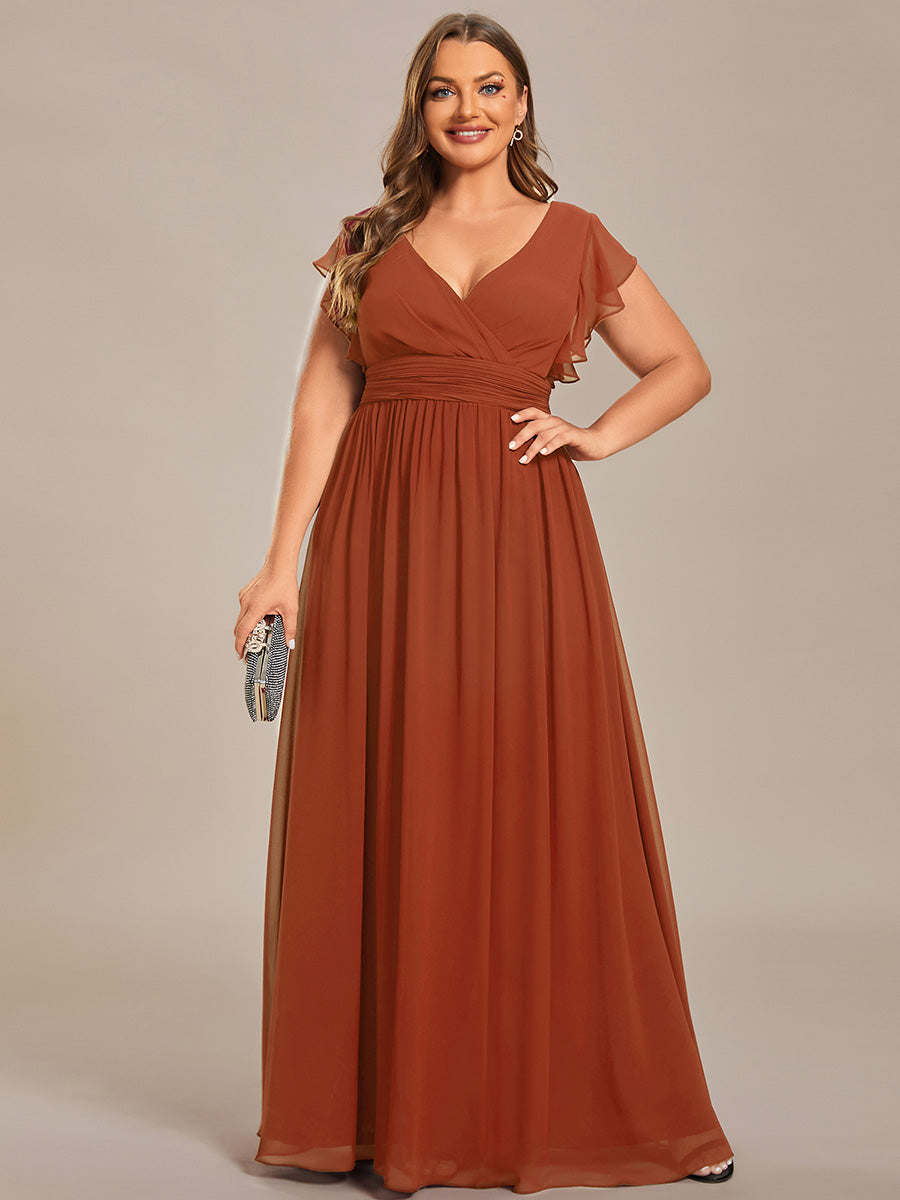 ever LILYANA|Robe demoiselle d'honneur en mousseline manches plissées avec découpe au dos