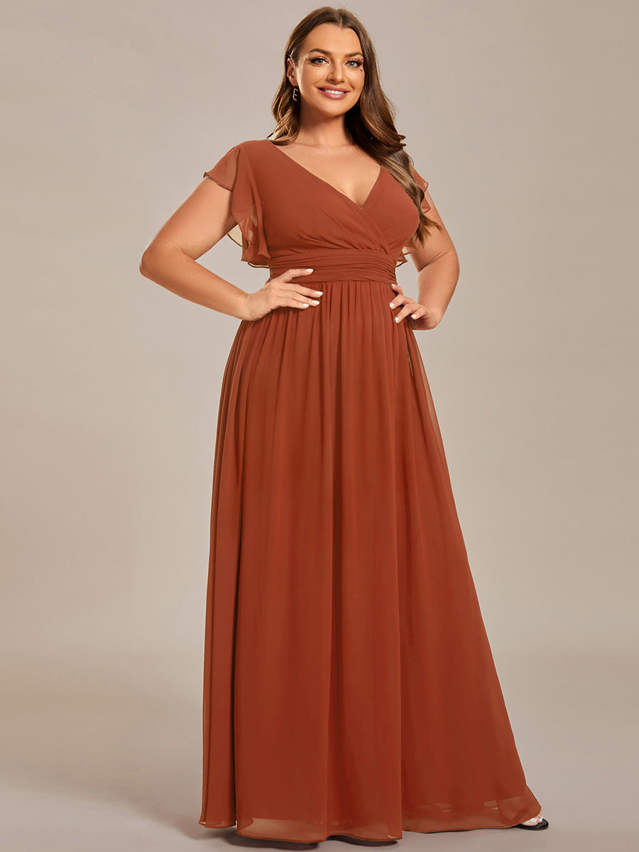 ever LILYANA|Robe demoiselle d'honneur en mousseline manches plissées avec découpe au dos