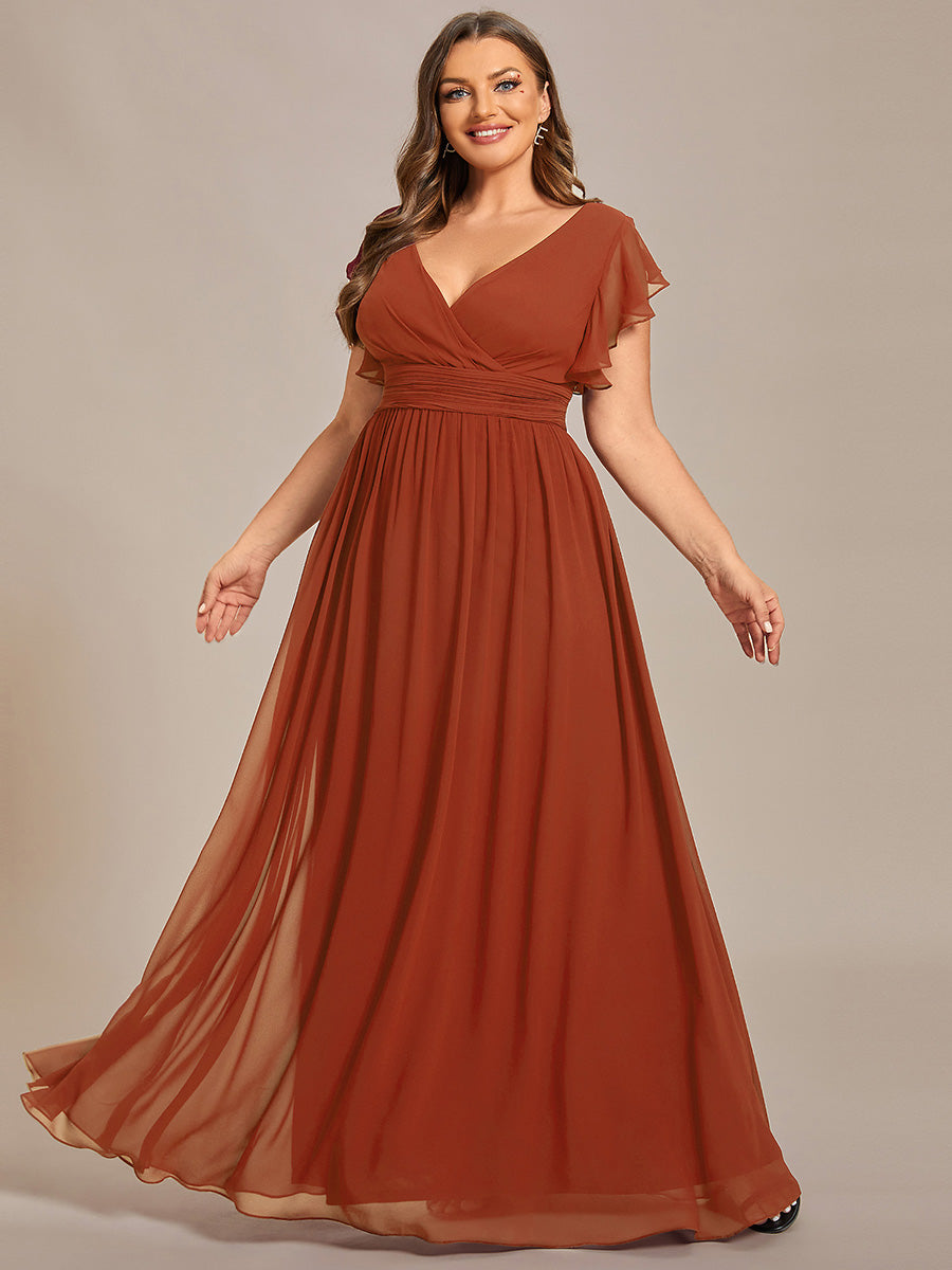 ever LILYANA|Robe demoiselle d'honneur en mousseline manches plissées avec découpe au dos