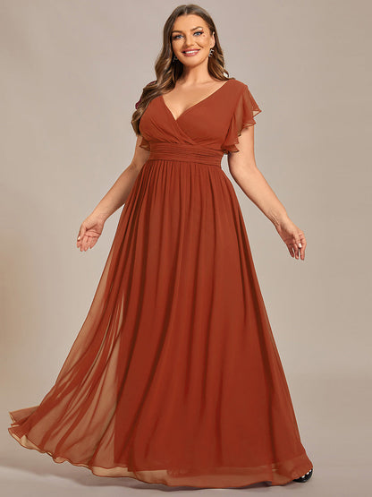 ever LILYANA|Robe demoiselle d'honneur en mousseline manches plissées avec découpe au dos