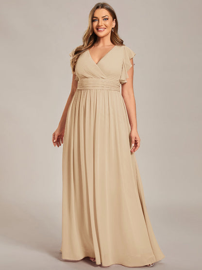 ever LILYANA|Robe demoiselle d'honneur en mousseline manches plissées avec découpe au dos