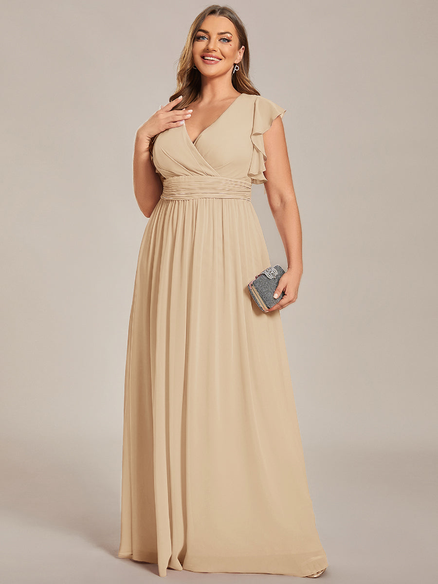 ever LILYANA|Robe demoiselle d'honneur en mousseline manches plissées avec découpe au dos