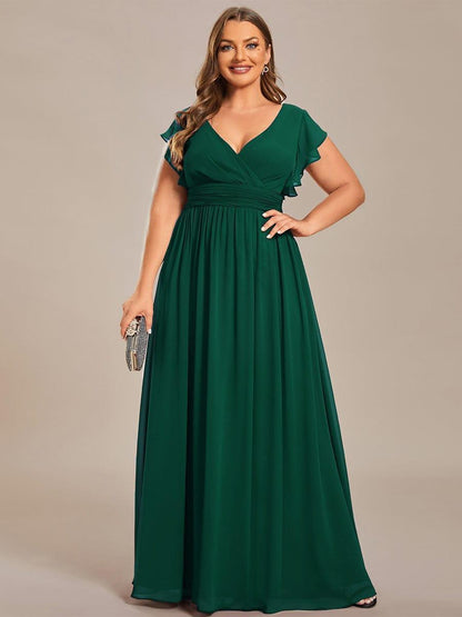 ever LILYANA|Robe demoiselle d'honneur en mousseline manches plissées avec découpe au dos