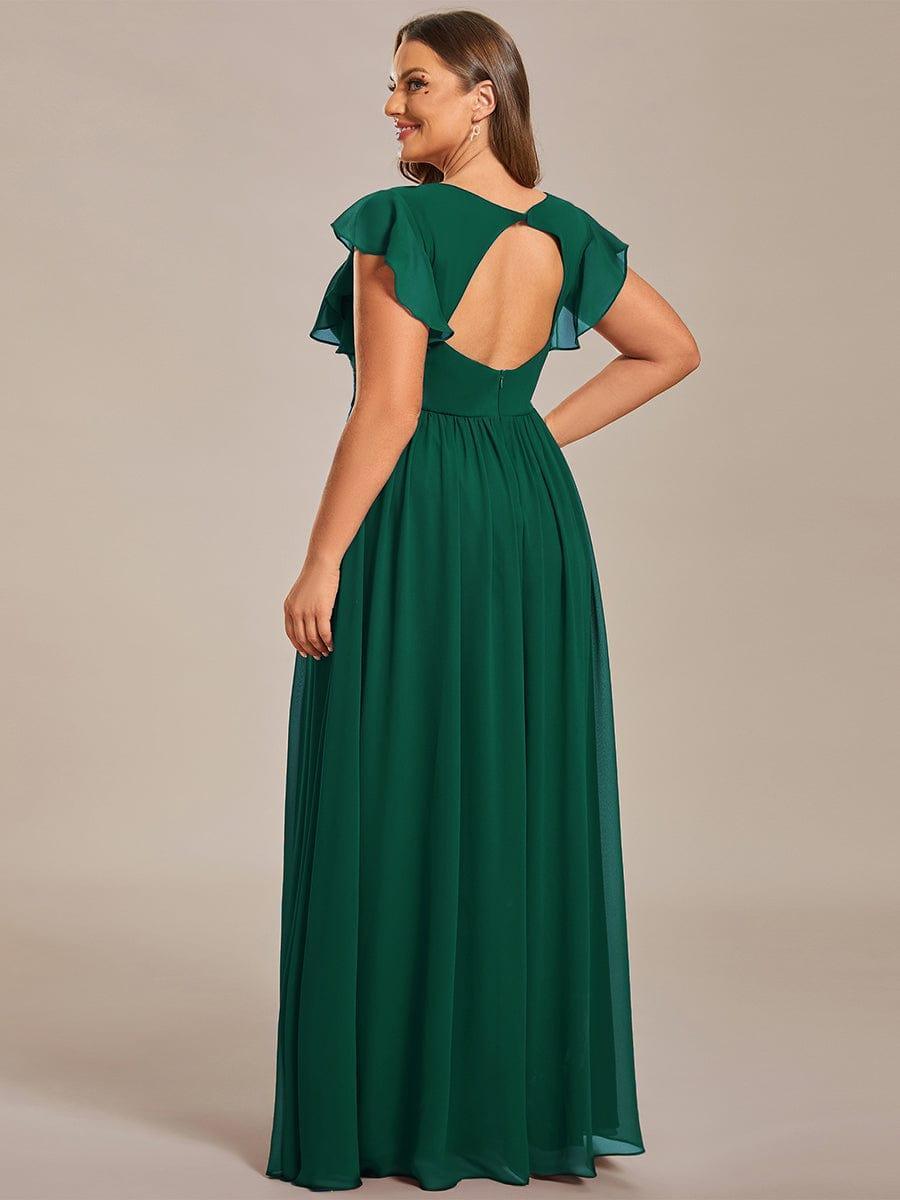 ever LILYANA|Robe demoiselle d'honneur en mousseline manches plissées avec découpe au dos