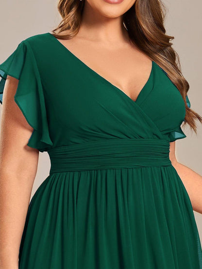 ever LILYANA|Robe demoiselle d'honneur en mousseline manches plissées avec découpe au dos