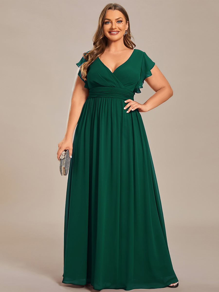 ever LILYANA|Robe demoiselle d'honneur en mousseline manches plissées avec découpe au dos