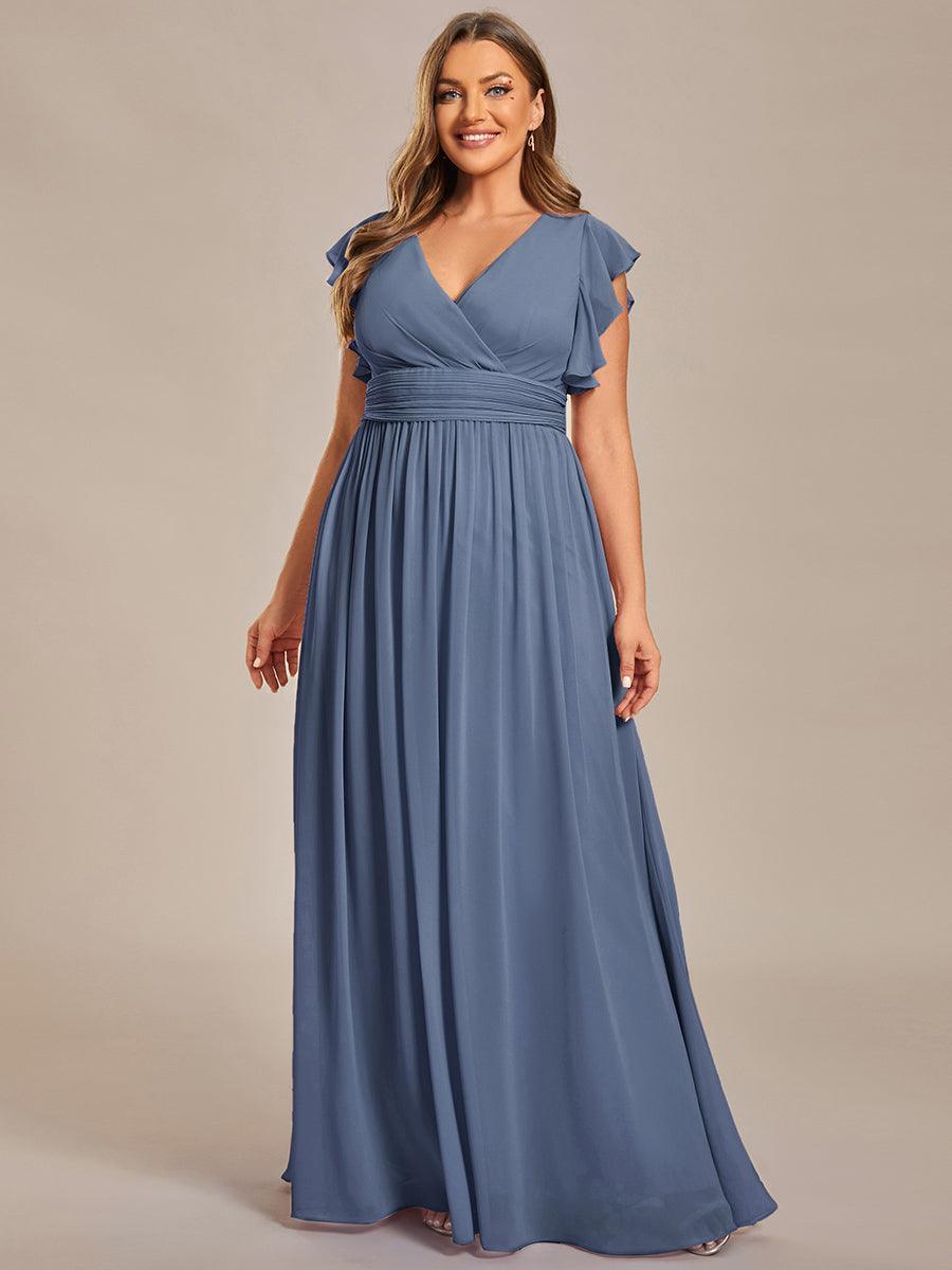 ever LILYANA|Robe demoiselle d'honneur en mousseline manches plissées avec découpe au dos