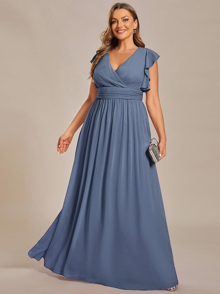 ever LILYANA|Robe demoiselle d'honneur en mousseline manches plissées avec découpe au dos
